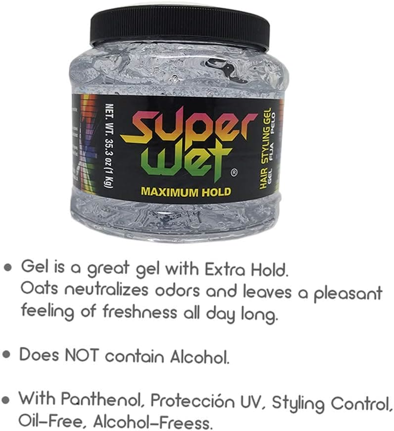 SUPER WET HAIR STYLING GEL, CLEAR JUMBO 35.3 OZ #26670
