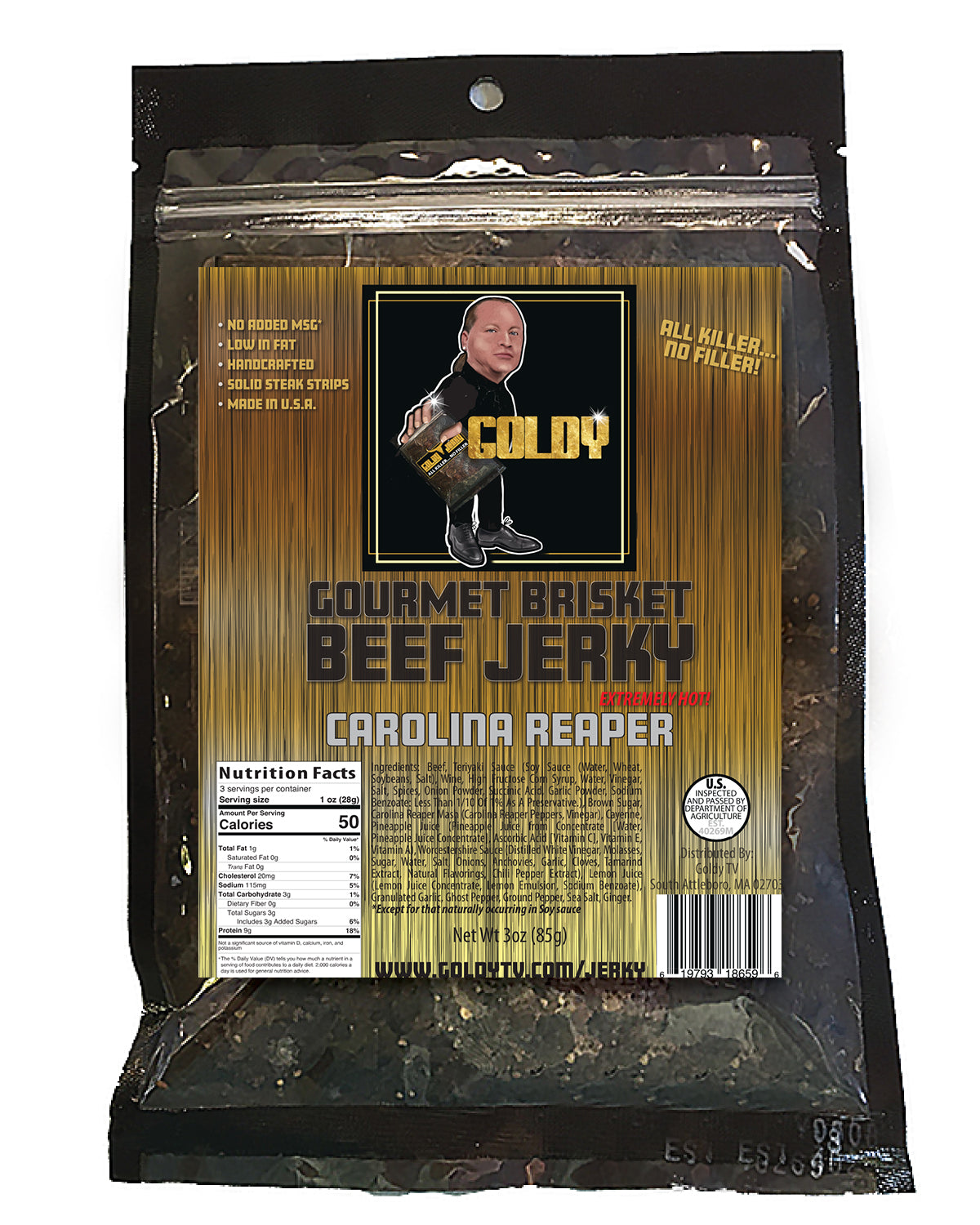Goldy’s Carolina Reaper Gourmet Brisket Beef Jerky (3oz)
