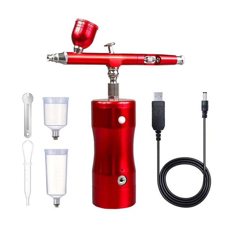 Airbrush Set with Compressor for Barber Lineup, Makeup, Model, Nail, with Cleaning Tool