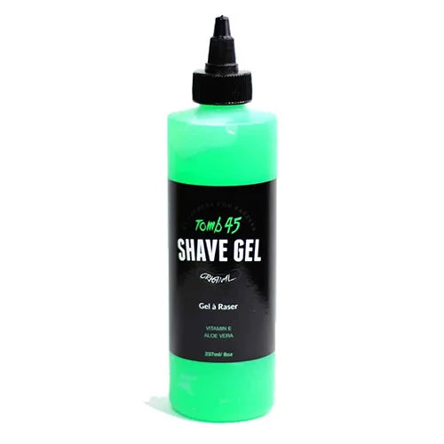 Tomb 45 Non-Foaming Transparent Shave Gel with Skin Replenishing Vitamin E, Soothing Aloe Vera, Sensitive Skin Moisturizer, Fresh Scent, 8 oz.