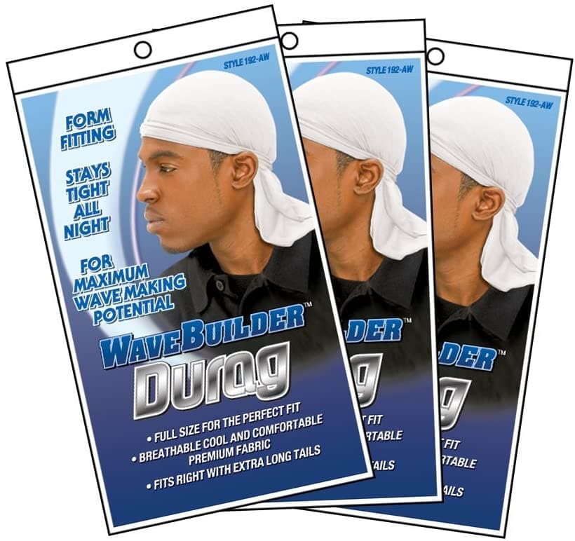 WaveBuilder Durag Extra Long Tails White #192-AW - Goldy TV
