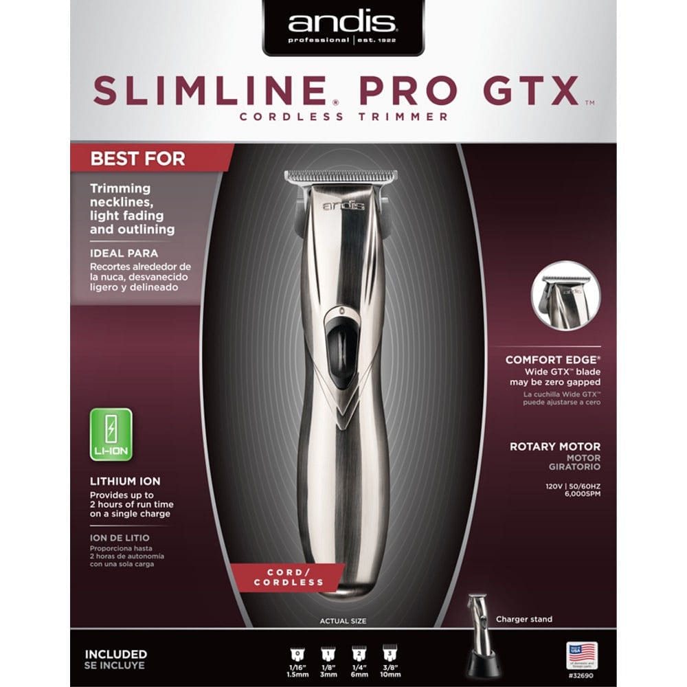 Andis Professional Slimline Pro GTX Trimmer Zero Gapped Stainless-Steel Blade #32690 - Goldy TV