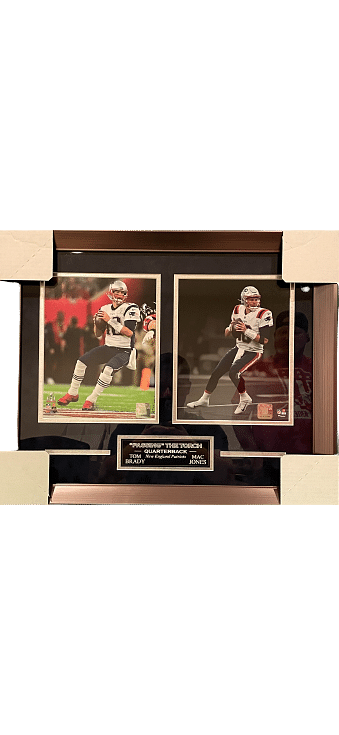Tom Brady & Mac Jones - Passing the Torch action shots Frame 18”x22”
