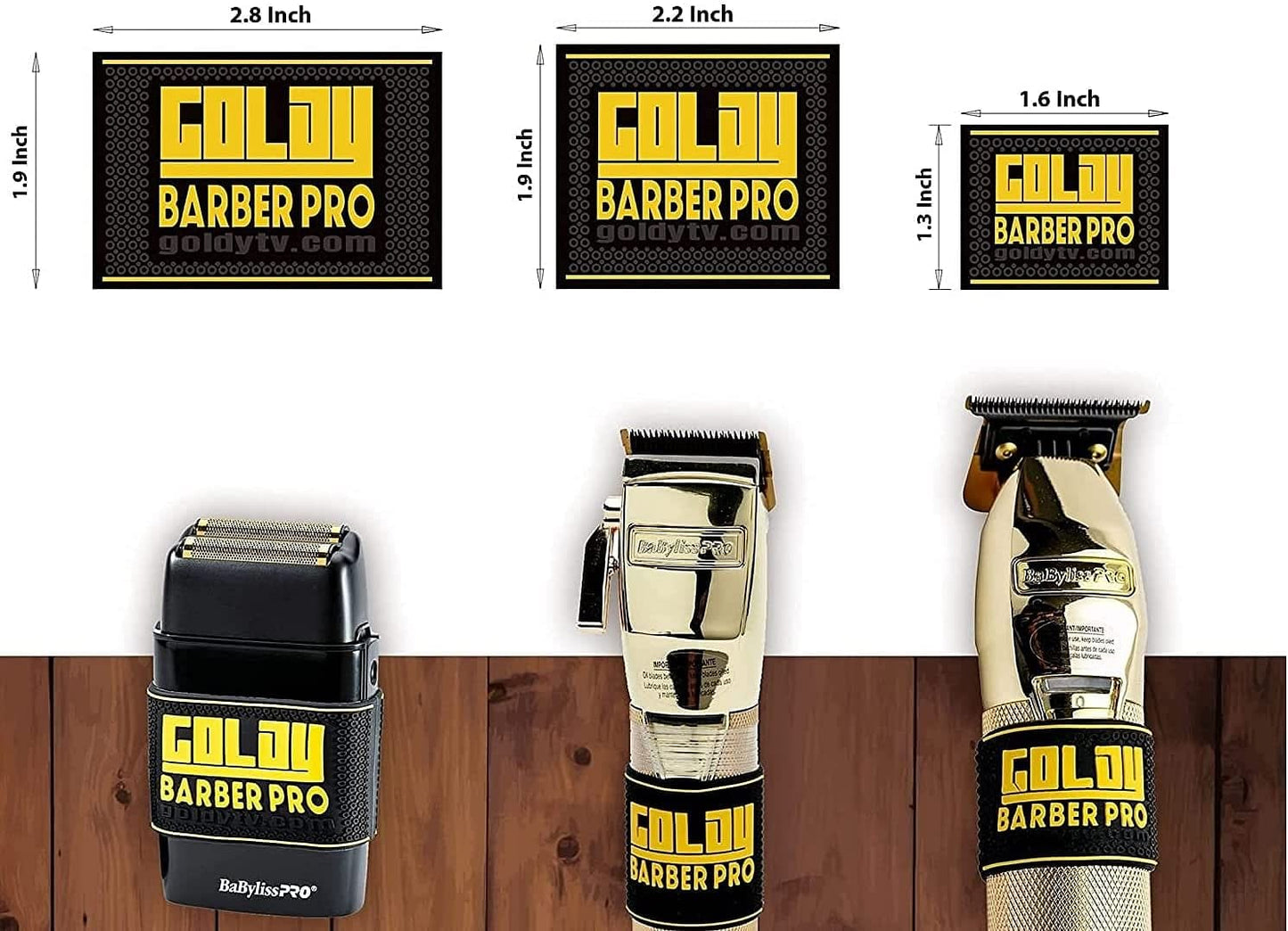 Goldy Professional Barber Clipper Grip 3 PCS, Grip Bands, Non Slip and Heat Resistant Clipper Bands ( Black/Yellow )