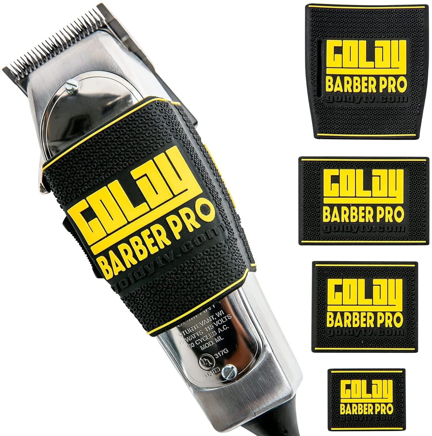 Goldy Professional Barber Clipper Grip 4 PCS, Grip Bands, Non Slip and Heat Resistant Clipper Bands ( Black/Yellow )