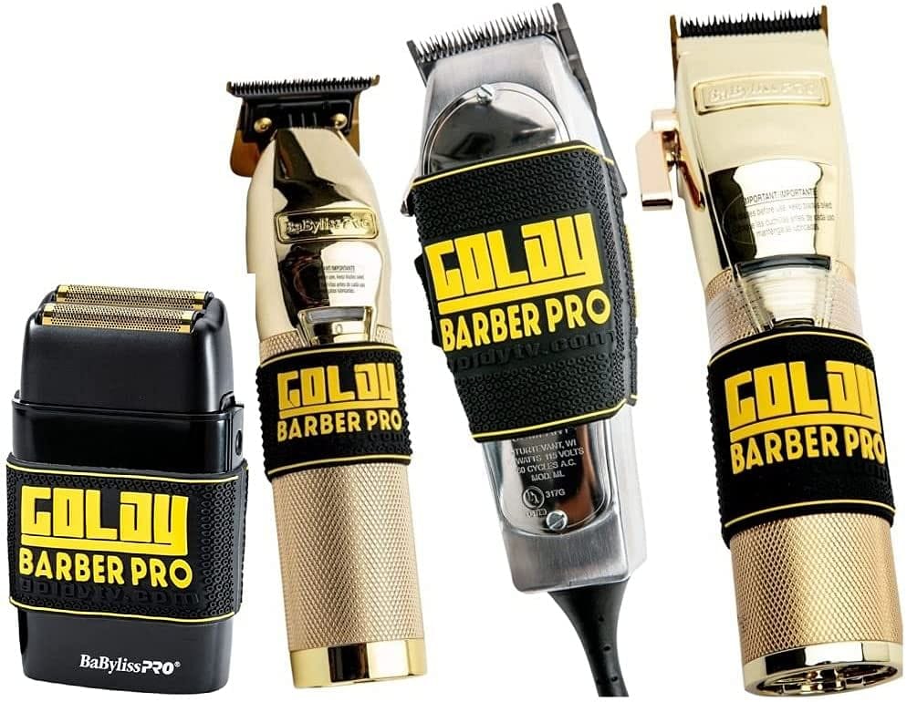 Goldy Professional Barber Clipper Grip 4 PCS, Grip Bands, Non Slip and Heat Resistant Clipper Bands ( Black/Yellow )