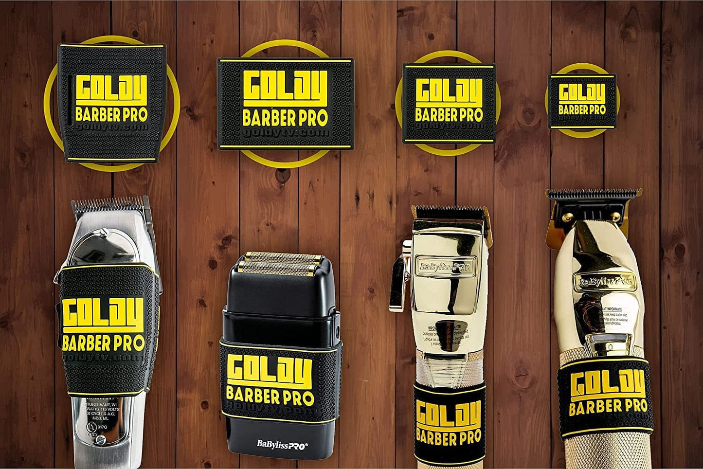 Goldy Professional Barber Clipper Grip 4 PCS, Grip Bands, Non Slip and Heat Resistant Clipper Bands ( Black/Yellow )