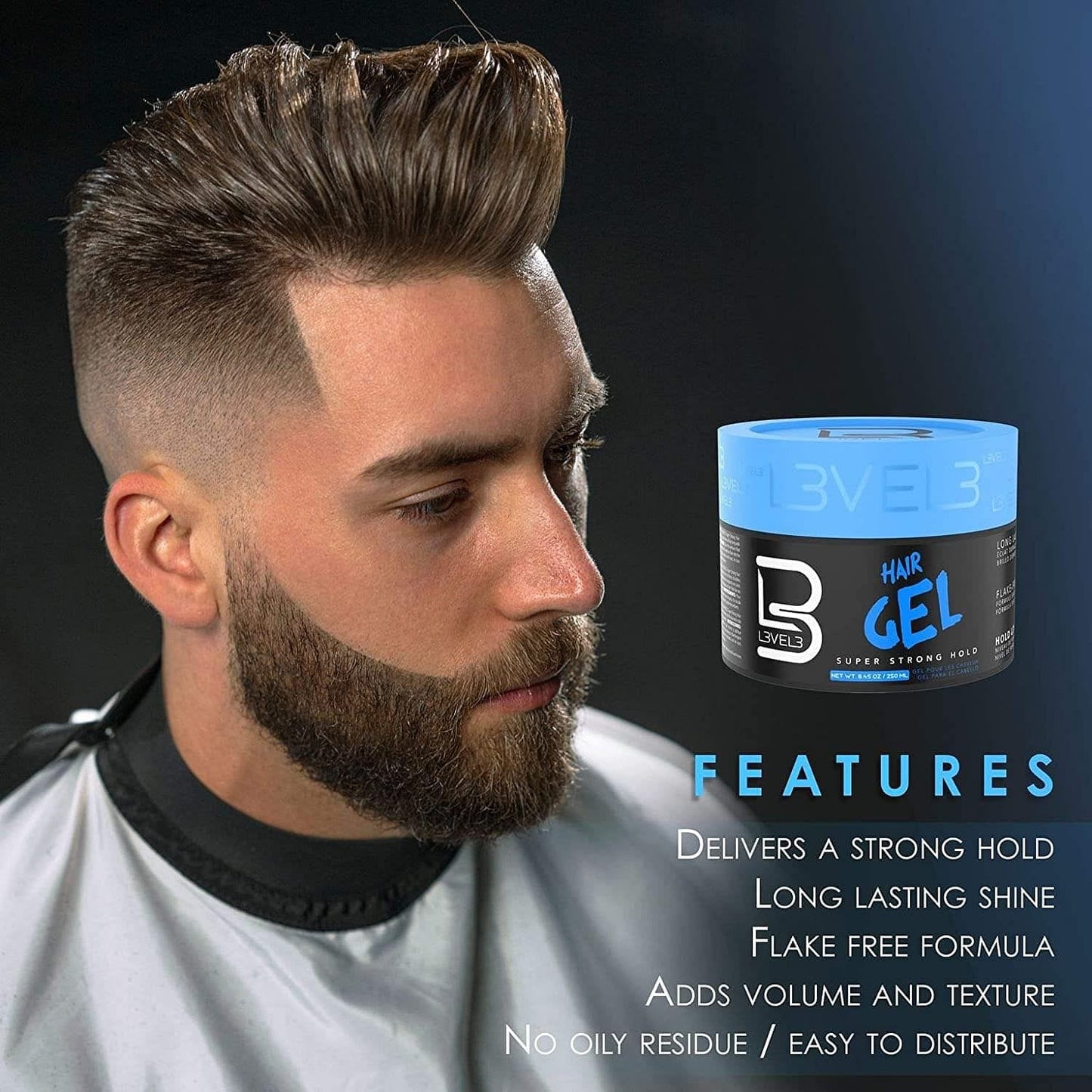 Level 3 Hair Gel Super Strong Hold Flake Free Long Lasting Shine 1000 ml - Goldy TV