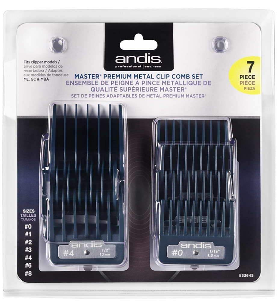 Andis #33645-Master Premium Metal Clip Comb Set, 7pc - Goldy TV