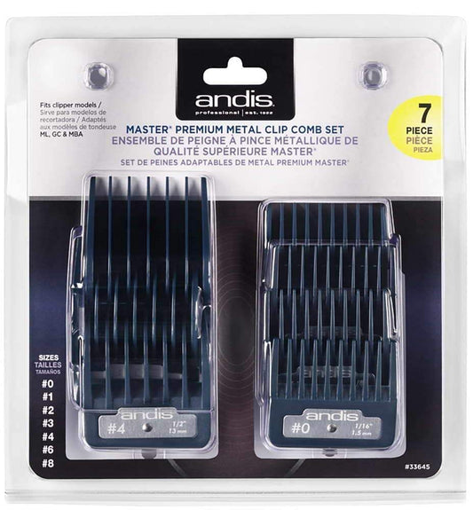 Andis #33645-Master Premium Metal Clip Comb Set, 7pc - Goldy TV