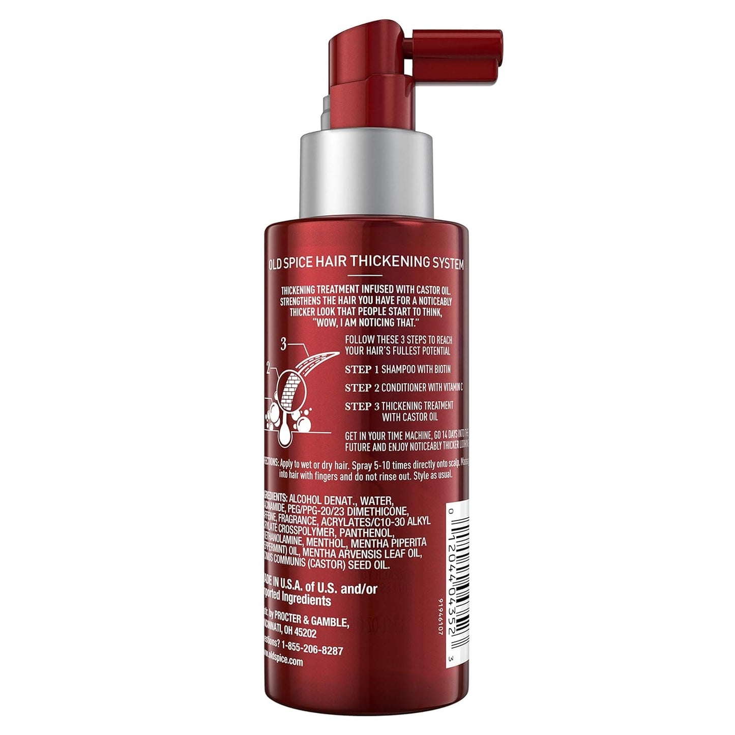 Old Spice Hair Thickening Treatment for Men, Infused with Castor Oil, Step 3, 3.7 Fl Oz