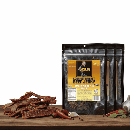 Smoky Sriracha Style Brisket Jerky High Protein, Gluten Free and Healthy Beef Snacks