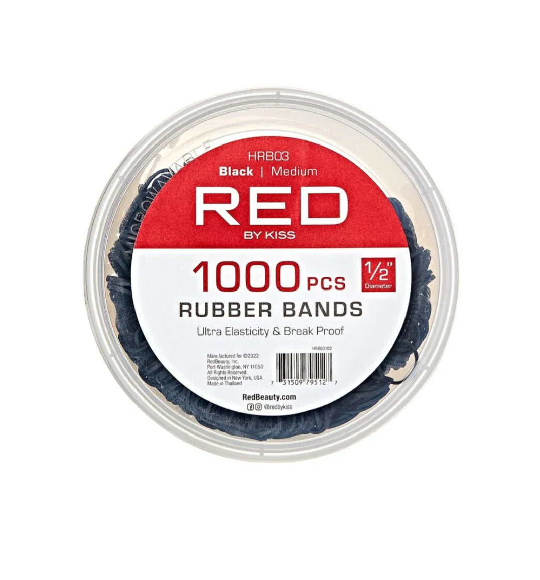 Red by Kiss 1000 Medium Rubber Bands #HRB03