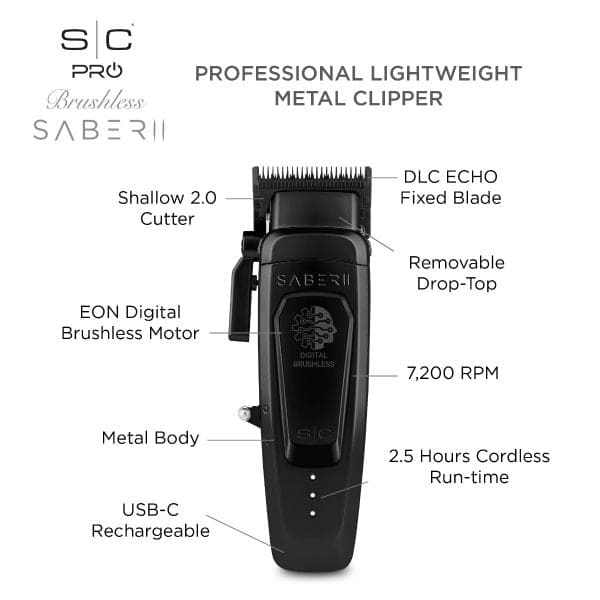 Saber 2 Professional Hair Clipper with EON Digital Brushless Motor