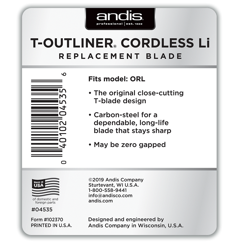 Andis Cordless T-Outliner Li Replacement T-Blade #04535 - Goldy TV