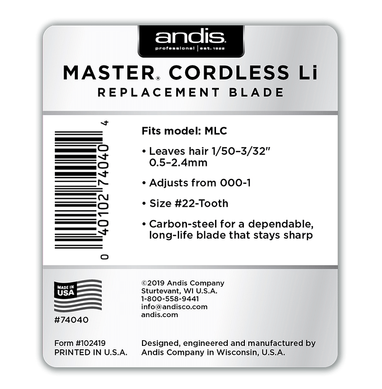 Andis Master® Cordless Replacement Blade, Carbon Steel Size 000-1 - Goldy TV