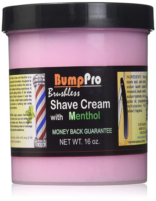 Bump Pro Brushless Shave Cream with Menthol, 16 oz.#BPO7116 - Barber Shop Supplies