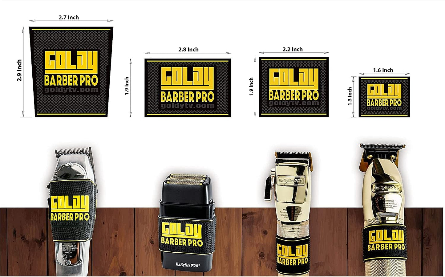 Goldy Professional Barber Clipper Grip 4 PCS, Grip Bands, Non Slip and Heat Resistant Clipper Bands ( Black/Yellow )