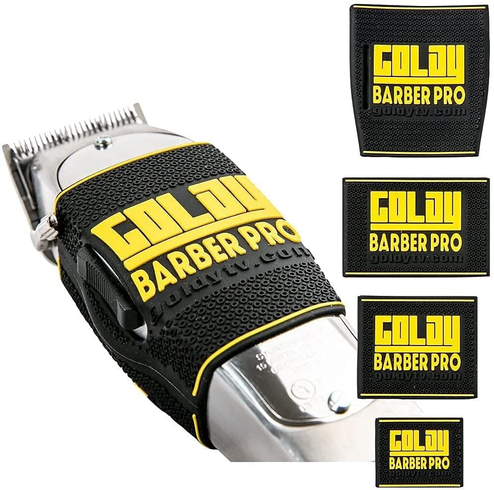 Goldy Professional Barber Clipper Grip 4 PCS, Grip Bands, Non Slip and Heat Resistant Clipper Bands ( Black/Yellow )