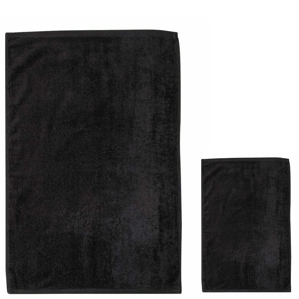 12Pcs Deluxe Pro Terry Towels Premium Plus Black 100% Cotton Hemmed Ends size 16x27 **Towels sold by the dozen** - Goldy TV