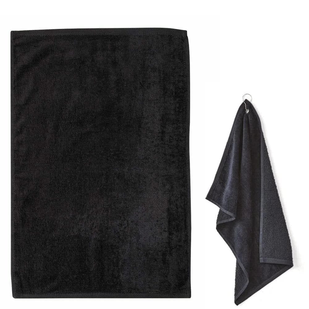 12Pcs Deluxe Pro Terry Towels Premium Plus Black 100% Cotton Hemmed Ends size 16x27 **Towels sold by the dozen** - Goldy TV