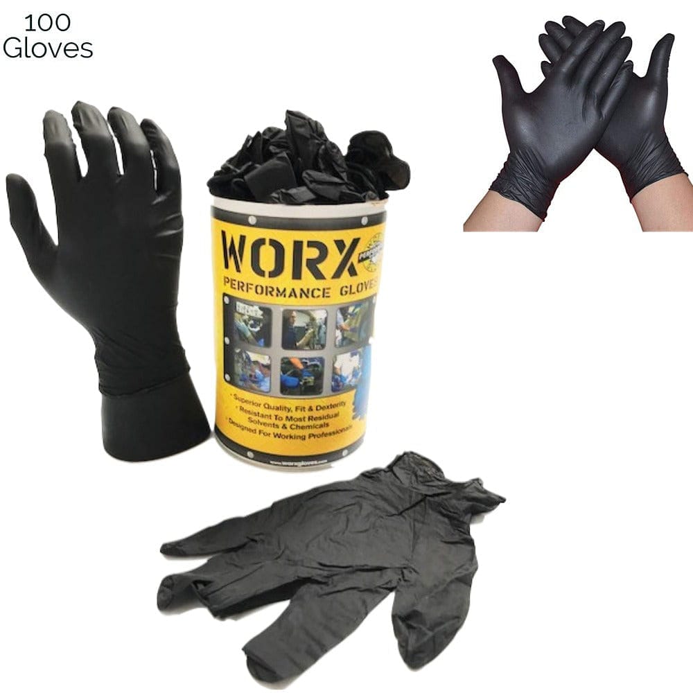 WORX Black Nitrile powder-free Gloves Provide Durability, Safety & Comfort 230mm Length 100pcs  S/M/L/XL