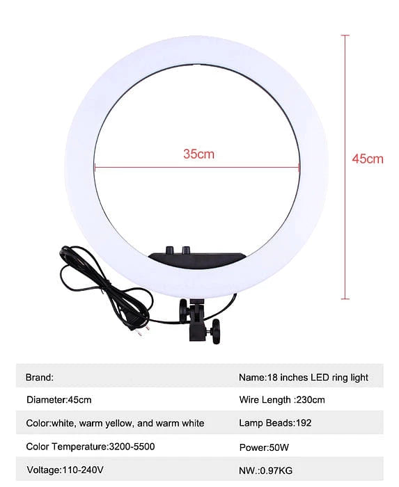 18 Inch Tripod Halo Ring Light Kit by Dermalogic