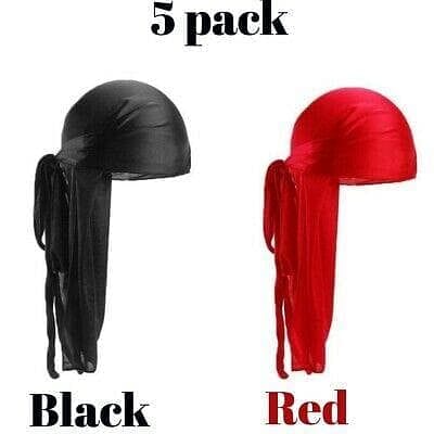 Silky Satin Durag Men's Cap Hat Doo Rag Biker Smooth Head Wrap Bandana 5 pack - Goldy TV